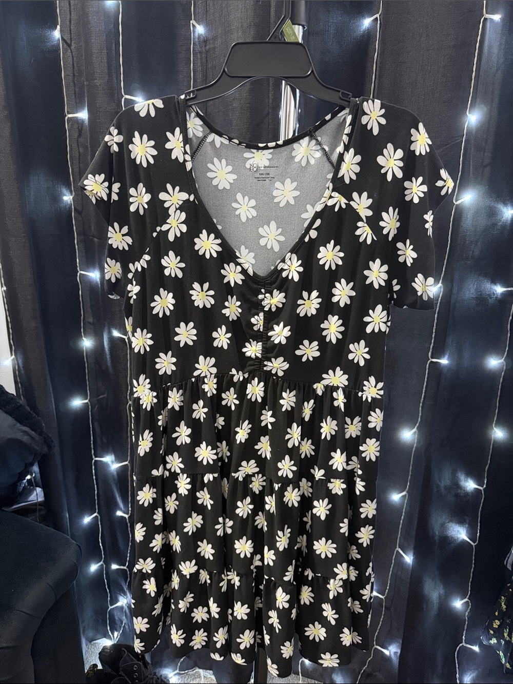 Black Daisy Print Dress